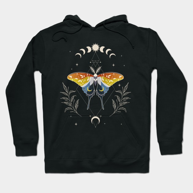 Aroace Luna Moth Cottagecore LGBT Aromantic Asexual Pride Flag Hoodie by Psitta